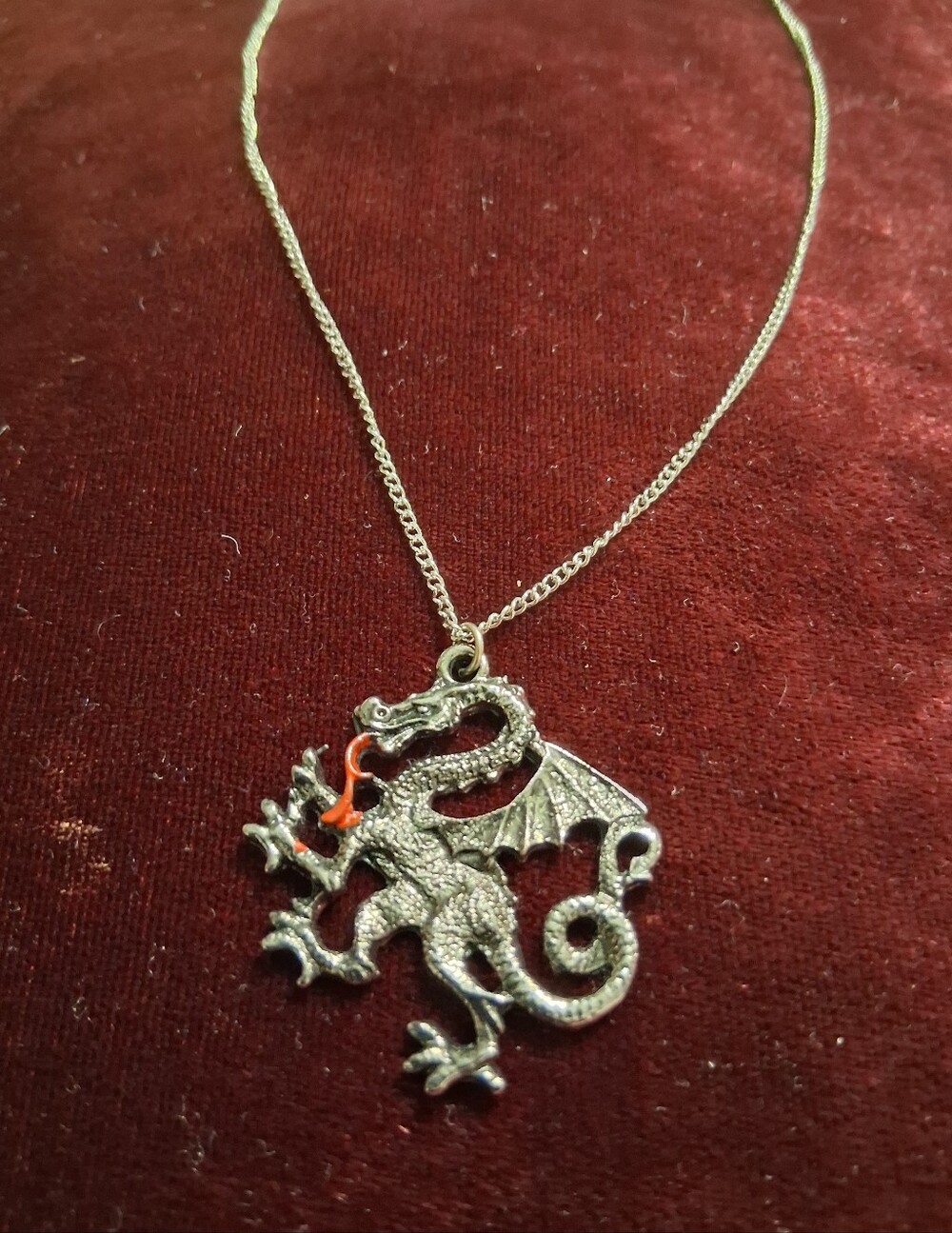 Silver Dragon Pendant Necklace - Silver